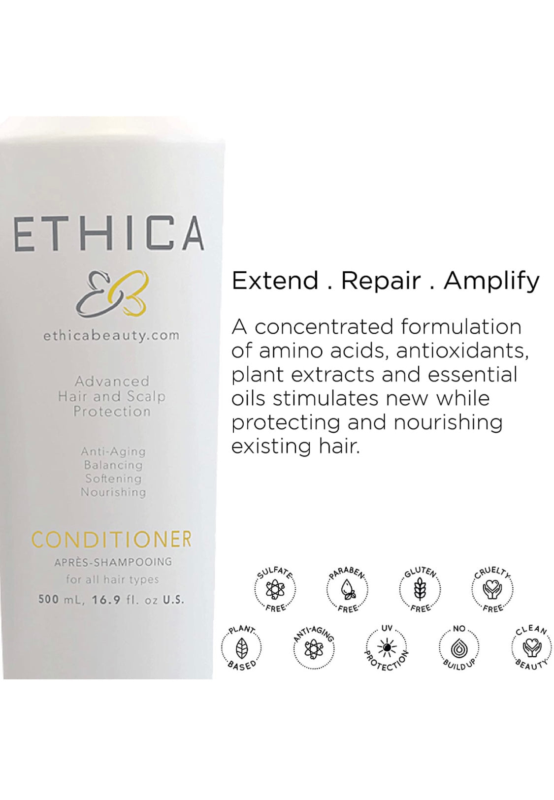 Ethica   - Advanced hair and scalp protection conditioner 16.9 fl. oz./ 500 ml